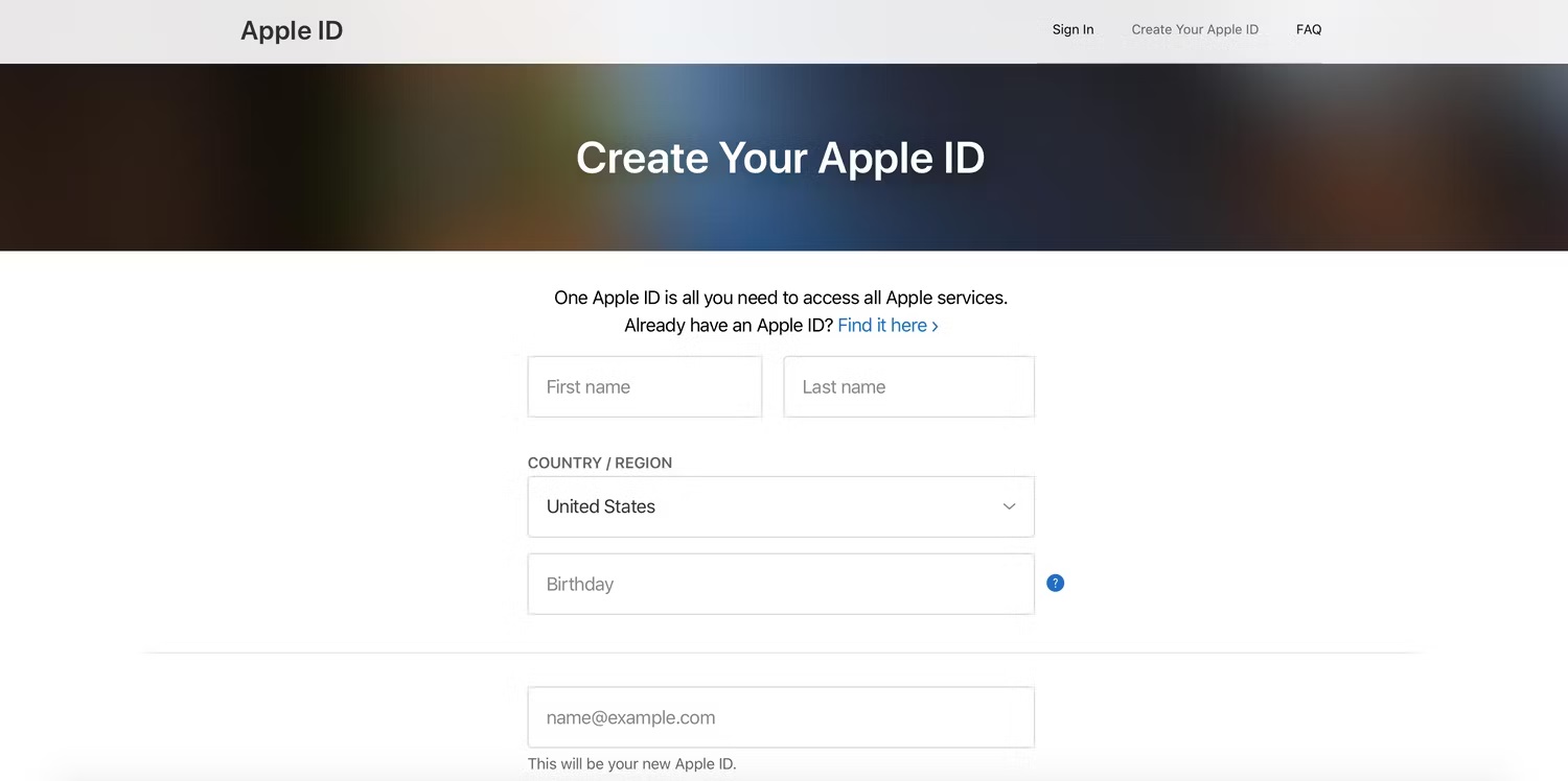 روش ساخت Apple ID از وب